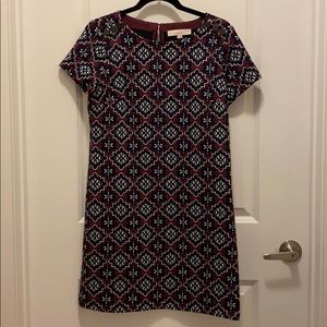 Navy & Purple Pattern Dress